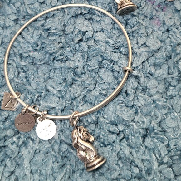 7 Bracelets - Alex And Ani The Knight Russian Silver Finish Charm Bangle - Picture 1 of 2